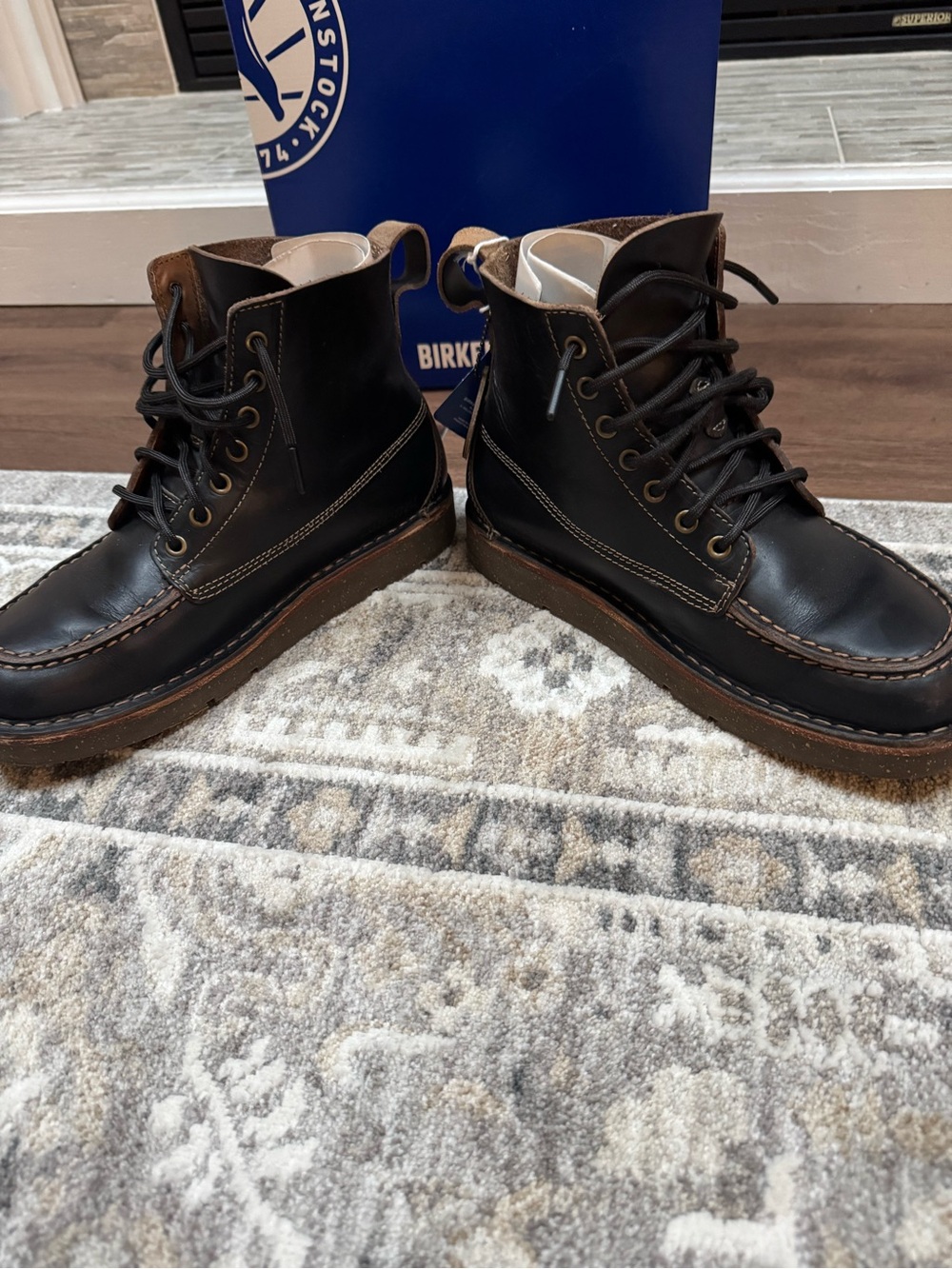 Birkenstock Birmingham Moc Black Leather Lace-Up Boots - Picture 7 of 13